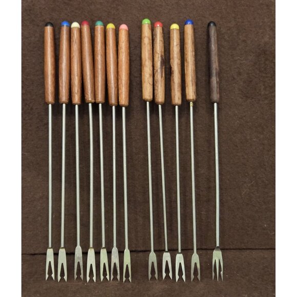 Set of 6+ Vintage 1970’s Fondue Forks Japan Stainless Steel - Picture 1 of 8